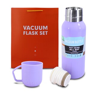 Foto 1 | Foto 1 | Vaso Térmico De Acero Inoxidable Lila 500 Ml Más 3 Tazas