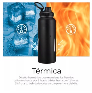 Foto 4 | Foto 4 | Botella Térmica Doble Pared Termo De Acero Inoxidable 940ml Color Negro