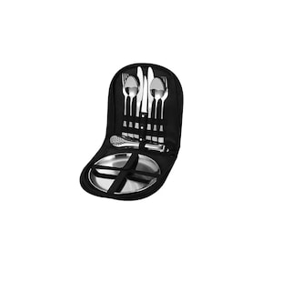 Foto 1 | Foto 1 | Juego De Cubiertos Camping Picnic Con Platos Portátil 10pzs Eo Safe Imports Esi-15254 Plata