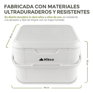 Foto 7 | Foto 7 | Hielera Portátil Rígida 18 Litros Doble Pared 28 Latas De 355 Ml, Hikeo, Color Blanco
