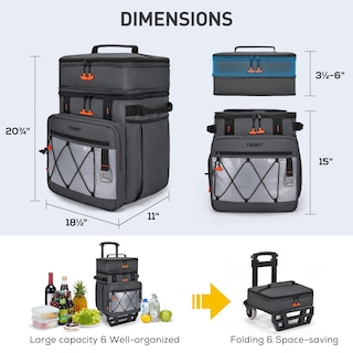 Foto 3 | Foto 3 | Cooler Tourit De 75 Latas, Desmontable, De Dos Pisos Con Ruedas - Venta Internacional.