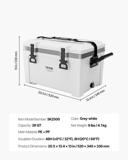Foto 7 | Foto 7 | Nevera Portátil Vevor 26l Con Retención De Hielo Para Picnics - Venta Internacional.