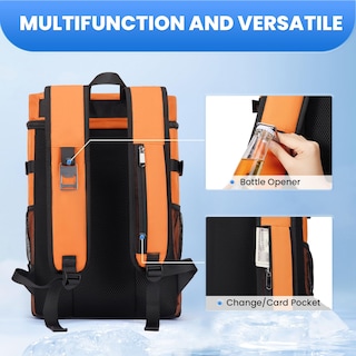 Foto 6 | Foto 6 | Mochila Térmica Miycoo 28 L, Aislante, 40 Latas, Impermeable, Naranja - Venta Internacional.