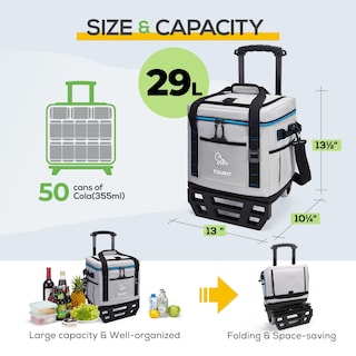 Foto 2 | Foto 2 | Hielera Portátil Tourit De 29 Litros Con Capacidad Para 50 Latas Y Ruedas - Venta Internacional.