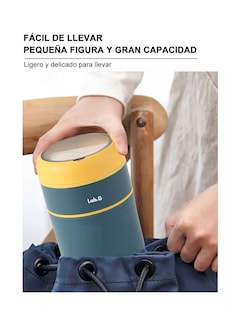 Foto 4 | Foto 4 | Fiambrera Aislante Acero Inoxidable 710 Ml Incluye Cuchara, Azul Marino/amarillo
