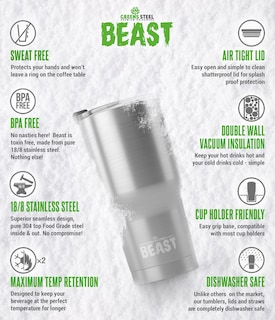 Foto 6 | Foto 6 | Tumbler Greens Steel Beast 887 ml con Aislamiento al Vacío - Venta Internacional