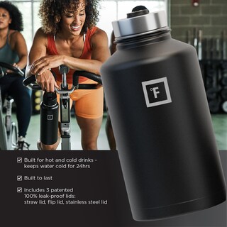 Foto 2 | Foto 2 | Botella De Agua Iron °flask Para Acampar Y Hacer Senderismo, 1,9 L, Con 3 Tapas De Pajita - Venta Internacional.
