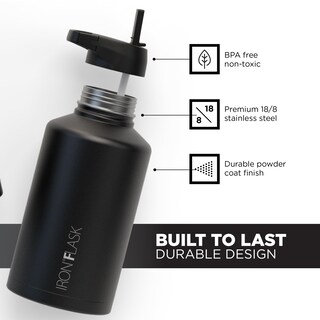 Foto 4 | Foto 4 | Botella De Agua Iron °flask Para Acampar Y Hacer Senderismo, 1,9 L, Con 3 Tapas De Pajita - Venta Internacional.