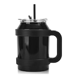 Vaso Térmico de Acero Inoxidable Negro de 50 oz con Popote y Asa