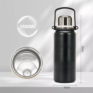 Foto 2 | Foto 2 | Termo de Acero Inoxidable Negro de 1500 ml con Tapa a Prueba de Fugas y Asa