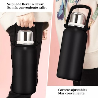 Foto 3 | Foto 3 | Termo de Acero Inoxidable Negro de 1500 ml con Tapa a Prueba de Fugas y Asa