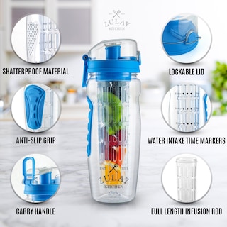 Foto 2 | Foto 2 | Botella De Agua Zulay De 1 Litro Con Infusor De Fruta A Prueba De Fugas, Color Azul Océano - Venta Internacional.