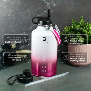 Foto 3 | Foto 3 | Botella Térmica Rosa Mantiene Frío y Calor de Acero Inoxidable 2 L B Life