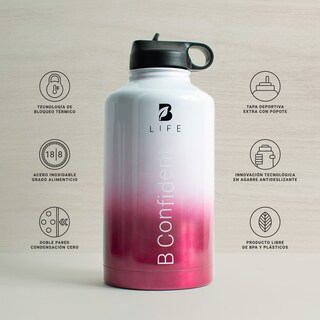 Foto 4 | Foto 4 | Botella Térmica Rosa Mantiene Frío y Calor de Acero Inoxidable 2 L B Life