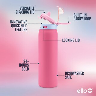 Foto 3 | Foto 3 | Botella De Agua Ello Pop & Fill De Acero Inoxidable, 650 Ml, Color Cereza - Venta Internacional.