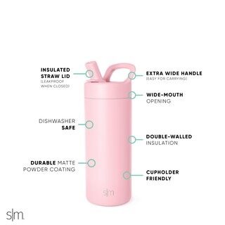 Foto 4 | Foto 4 | Botella De Agua Simple Modern Kids Con Aislamiento De 480 Ml, Rosa Rubor - Venta Internacional.