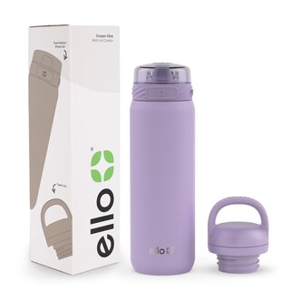 Foto 1 | Foto 1 | Botella De Agua Ello Cooper, 650 Ml, Acero Inoxidable, Color Lila, Con 2 Tapas - Venta Internacional.