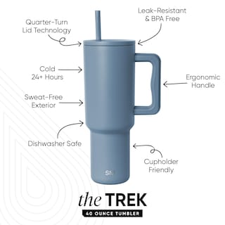 Foto 2 | Foto 2 | Vaso Simple Modern Trek De 1,2 Litros Con Asa Y Tapa Con Pajita, Color Azul - Venta Internacional.