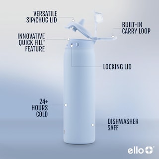 Foto 2 | Foto 2 | Botella De Agua Ello Pop & Fill De Acero Inoxidable, 650 Ml, Halógena, Azul - Venta Internacional.