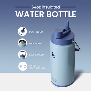 Foto 2 | Foto 2 | Botella De Agua Con Aislamiento De 1,9 L, Con Pajita Y Tapa, Color Azul - Venta Internacional.