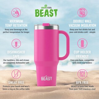 Foto 4 | Foto 4 | Termo de Acero Inoxidable Tumbler Greens Steel Beast 1250 ml Rosa - Venta Internacional