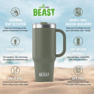 Foto 4 | Foto 4 | Termo Greens Steel Beast de Acero Inoxidable 1250 ml Verde Militar - Venta Internacional