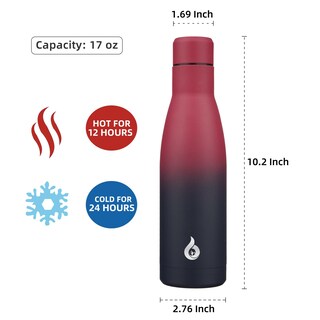 Foto 2 | Foto 2 | Botella De Agua Bjpkpk Con Aislamiento De Acero Inoxidable, 500 Ml, Negro Y Rojo - Venta Internacional.