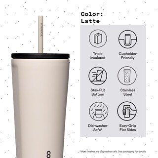 Foto 4 | Foto 4 | Vaso Aislante Corkcicle Cold Cup, 24 Onzas, Con Tapa Y Pajita - Venta Internacional.