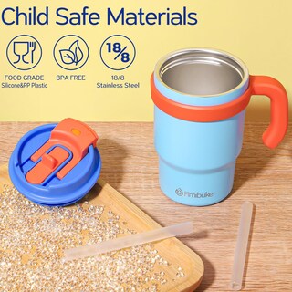 Foto 2 | Foto 2 | Vaso Aislante Para Niños Fimibuke, 473 Ml, Con Asa Y Pajitas, Paquete De 2 - Venta Internacional.