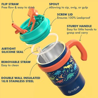 Foto 7 | Foto 7 | Vaso Aislante Para Niños Fimibuke, 473 Ml, Con Asa Y Pajitas, Paquete De 2 - Venta Internacional.