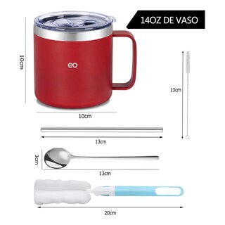 Foto 3 | Foto 3 | Vaso Térmico 14oz De Acero Inoxidable Taza Para Café 414ml Eo Safe Imports Esi-19760 Rojo