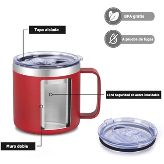 Foto 4 | Foto 4 | Vaso Térmico 14oz De Acero Inoxidable Taza Para Café 414ml Eo Safe Imports Esi-19760 Rojo