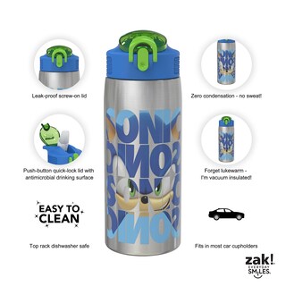 Foto 4 | Foto 4 | Botella De Agua Zak Designs Sonic The Hedgehog 560 Ml Acero Inoxidable - Venta Internacional.