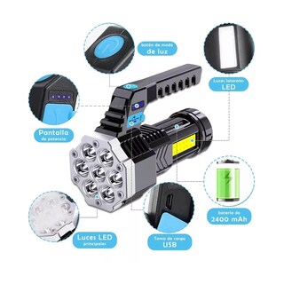 Foto 2 | Foto 2 | Lámpara Táctica Recargable Linterna Portátil Usb Eo Safe Imports Esi-5285 color Negro