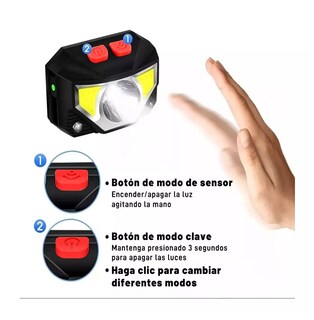 Foto 2 | Foto 2 | Lámpara Cabeza Led Linterna Minera Recargable USB con Sensor Negro