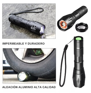 Foto 4 | Foto 4 | Linternas Led Recargable 4000lm Con 5 Modos Y Zoo 2 Pzas Negro