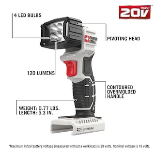 Foto 2 | Foto 2 | Lámpara De Trabajo Porter-cable Led De 20 V Como Máximo, 120 Lúmenes Con 7,34 Cm - Venta Internacional.