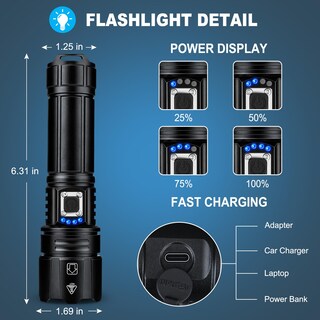 Foto 4 | Foto 4 | Linterna Gdplus Recargable De 990000 Lúmenes, Paquete De 2, Ipx6 - Venta Internacional.
