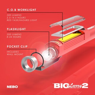 Foto 7 | Foto 7 | Lámpara De Trabajo Nebo Big Larry 2, Funciona Con Pilas, 500 Lúmenes, Color Rojo - Venta Internacional.