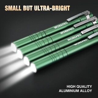 Foto 3 | Foto 3 | Pen Light Workpro Led Con Bolsillo De Aluminio Con Clip, Color Verde, Paquete De 4 - Venta Internacional.