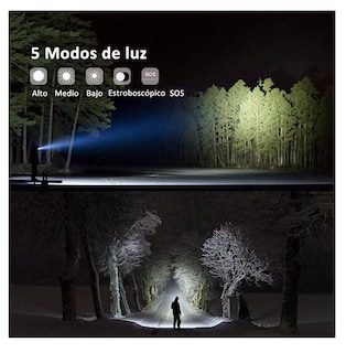 Foto 2 | Foto 2 | Linterna Led Recargable Belug T6 Luz Táctica Portátil de Alta Potencia Zoom