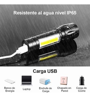 Foto 3 | Foto 3 | Juego De 4 Lamparas Belug Tactica Recargable Led Negro