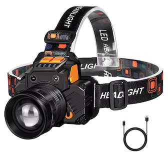 Foto 1 | Foto 1 | Lámpara Led Cabeza Minera Recargable Descargable Impermeable Negro Naranja