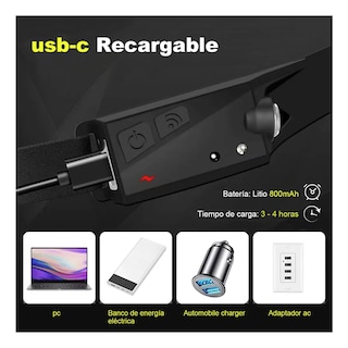 Foto 5 | Foto 5 | Lámpara De Cabeza Led Sensor Recargable Con Impermeable 2pz Lab.g Negras