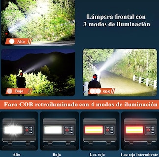 Foto 3 | Foto 3 | Linterna Frontal Xtellar Recargable, Ajustable, Con Zoom Y Luz Trasera Para Exploradores Y Actividades Nocturnas