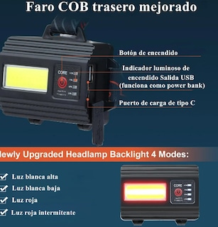 Foto 4 | Foto 4 | Linterna Frontal Xtellar Recargable, Ajustable, Con Zoom Y Luz Trasera Para Exploradores Y Actividades Nocturnas
