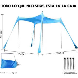 Foto 7 | Foto 7 | Toldo Sombra Para Playa Portatil 3x3 Fácil De Armar Upf+50