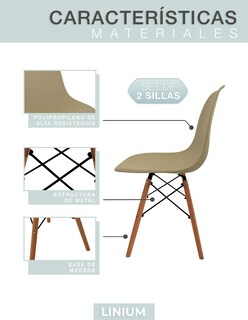 Foto 4 | Foto 4 | Set de Sillas Linium Eames Beige 2 Piezas