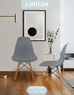 Foto 3 | Foto 3 | Set De 4 Sillas Eames Linium Moderna Minimalista Gris