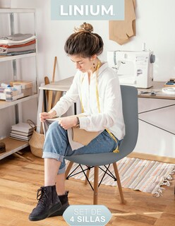 Foto 5 | Foto 5 | Set De 4 Sillas Eames Linium Moderna Minimalista Gris